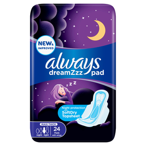 Always, Clean & Dry Pads, Maxi Thick, Night Sanitary, Large With Wings - 24 Pcs Always, Clean & Dry Pads, Maxi Thick, Night Sanitary, Large With Wings - 24 Pcs