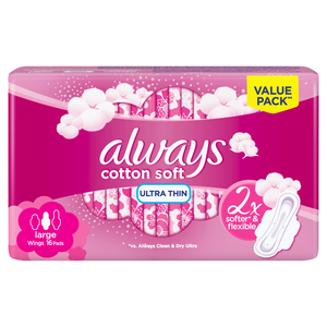 Always, Feminine Pads, Cotton Soft Maxi Ultra Thin Large With Wings - 16 Pcs Always, Feminine Pads, Cotton Soft Maxi Ultra Thin Large With Wings - 16 Pcs