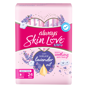 Always Skin Love Pads, Lavender Freshness, Thick & Large - 24 Pcs Always Skin Love Pads, Lavender Freshness, Thick & Large - 24 Pcs