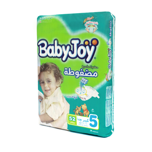 بيبي جوي، حفائض الأطفال، بالحشوة الماسية المضغوطة، العبوة الضخمة، مقاس كبير جدا، مقاس 5، من 14 كجم حتى 23 كجم - 52 قطعة بيبي جوي، حفائض الأطفال، بالحشوة الماسية المضغوطة، العبوة الضخمة، مقاس كبير جدا، مقاس 5، من 14 كجم حتى 23 كجم - 52 قطعة